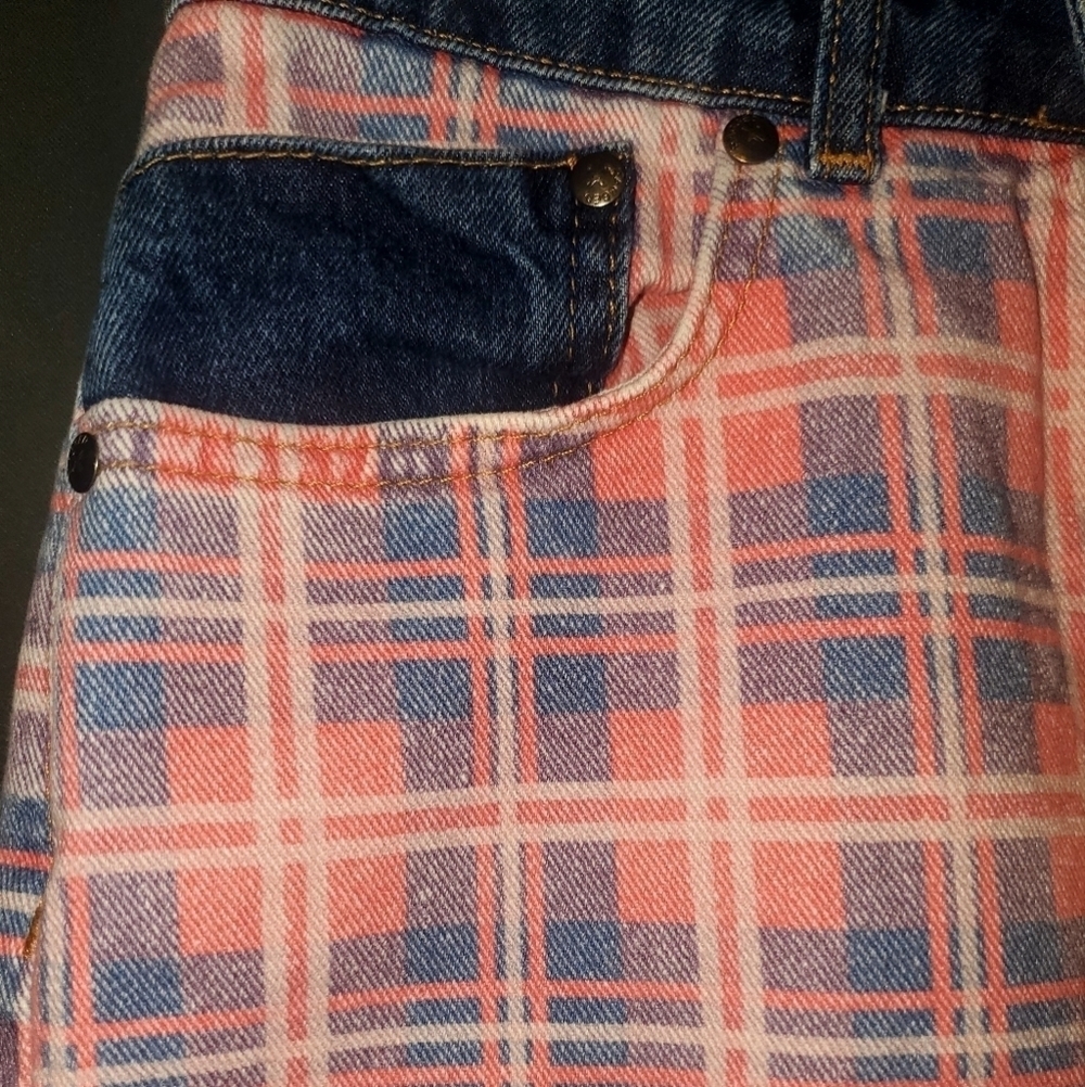 The Ragged Priest Jeans Plaid Funky Abstract Neon Dollskills Size 26 - Picture 6 of 13
